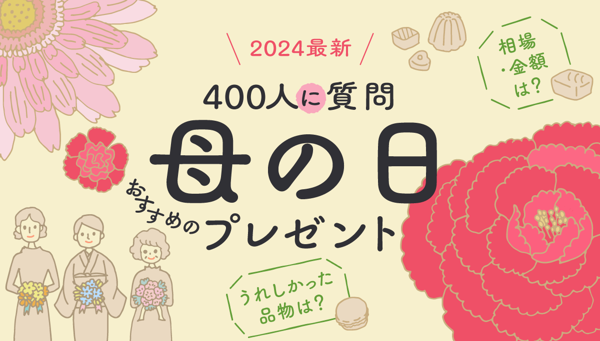 画像：ギフトコンシェルジュ／「2024年400人に質問　母の日におすすめのプレゼント」タイトル画像